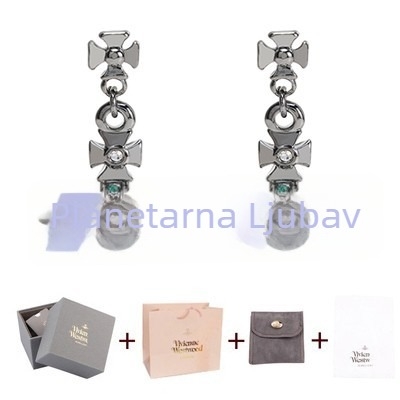 Naušnice Saturn Series s 3D staklenim perlama, srebrnom ugradnjom, dječji stil