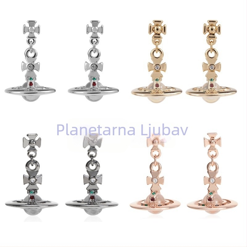 Naušnice Saturn Series s 3D staklenim perlama, srebrnom ugradnjom, dječji stil