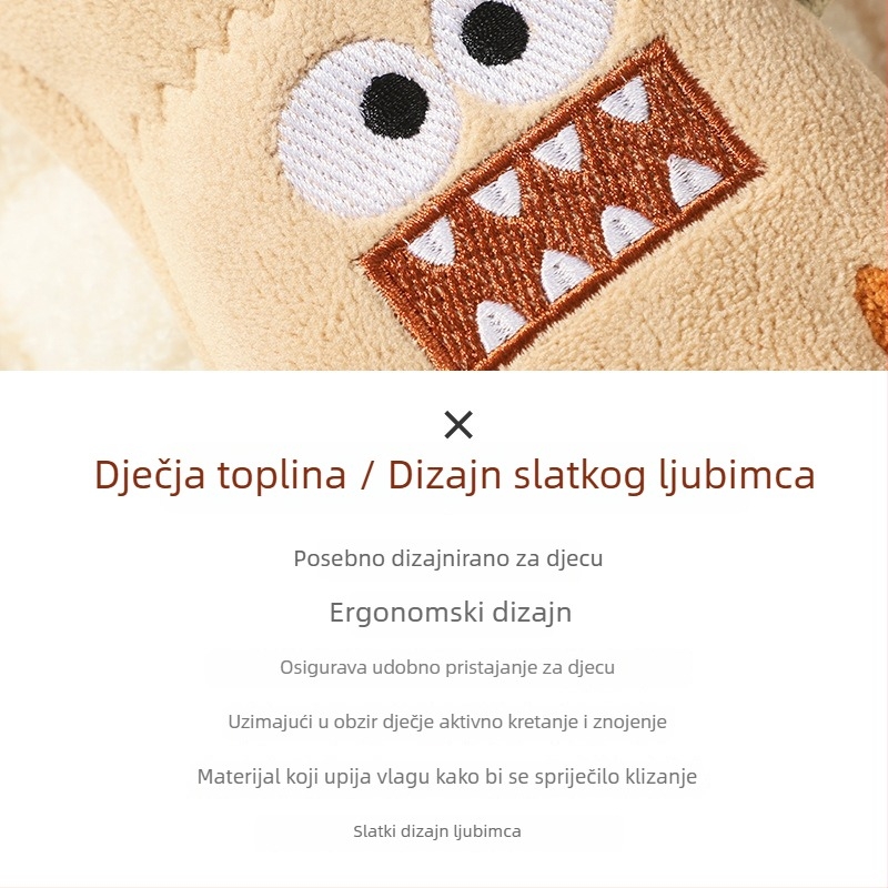 Dječje rukavice za jesen i zimu, topli crtani lik s velikim ustima, otporne na vjetar za vožnju biciklom na otvorenom