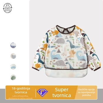 Pregača s rukavima, vodootporna, od 100% pamuka, crtani motiv životinja, za djecu 3-8 godina