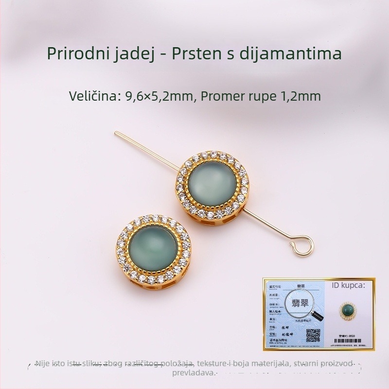 Hongma nefritni privjesak, 925 srebro pozlata, inlay, unisex, oblik list