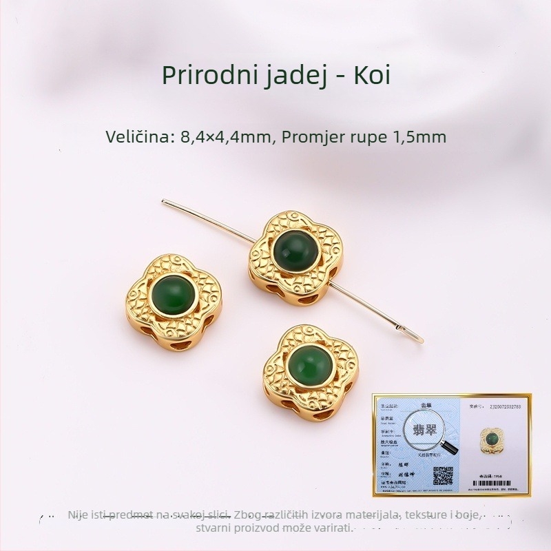 Hongma nefritni privjesak, 925 srebro pozlata, inlay, unisex, oblik list