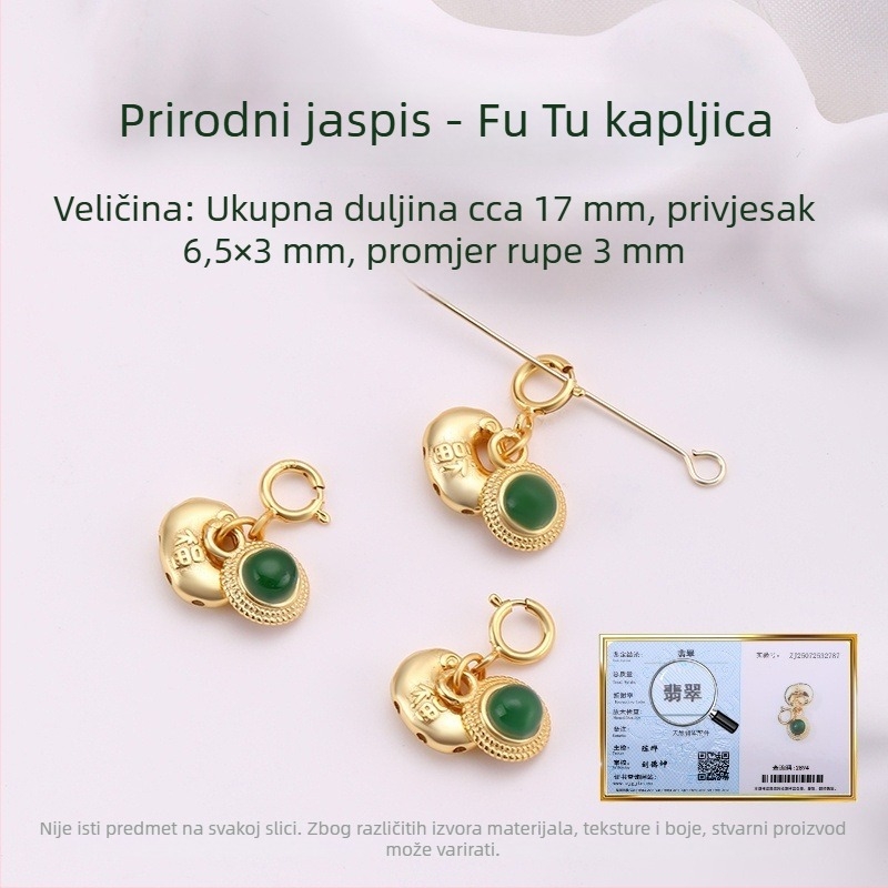 Hongma nefritni privjesak, 925 srebro pozlata, inlay, unisex, oblik list