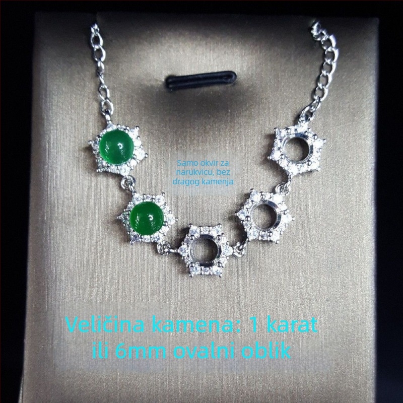 Ručni rad, narukvica od srebra 925, unisex, s praznim držačem za okrugli cabochon i postavom za više kamenja