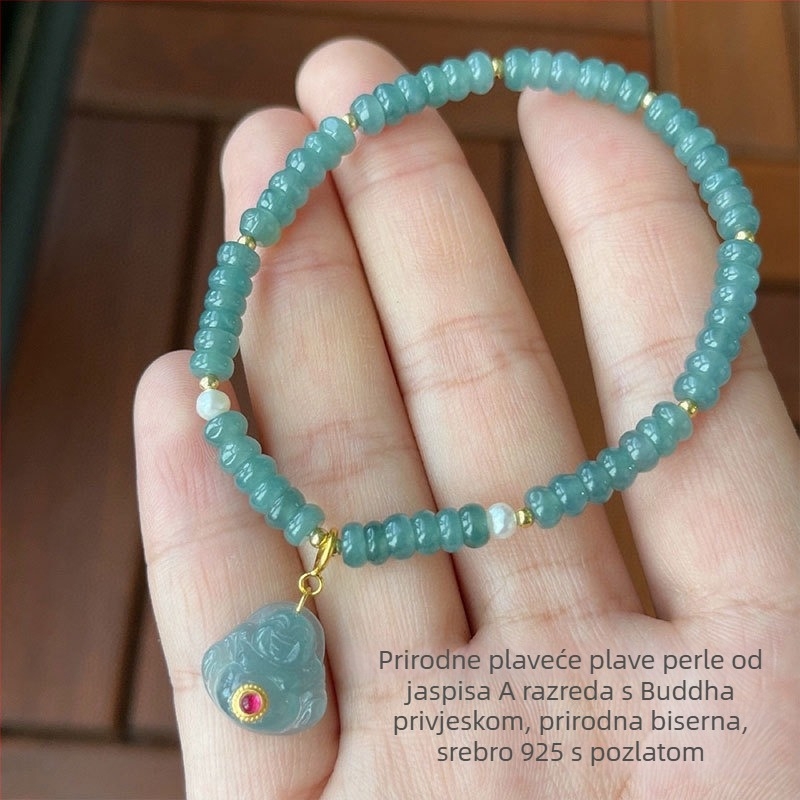 Žadit narukvica s abakus perlicama, leden sjaj, srebro 925, kineskog stila