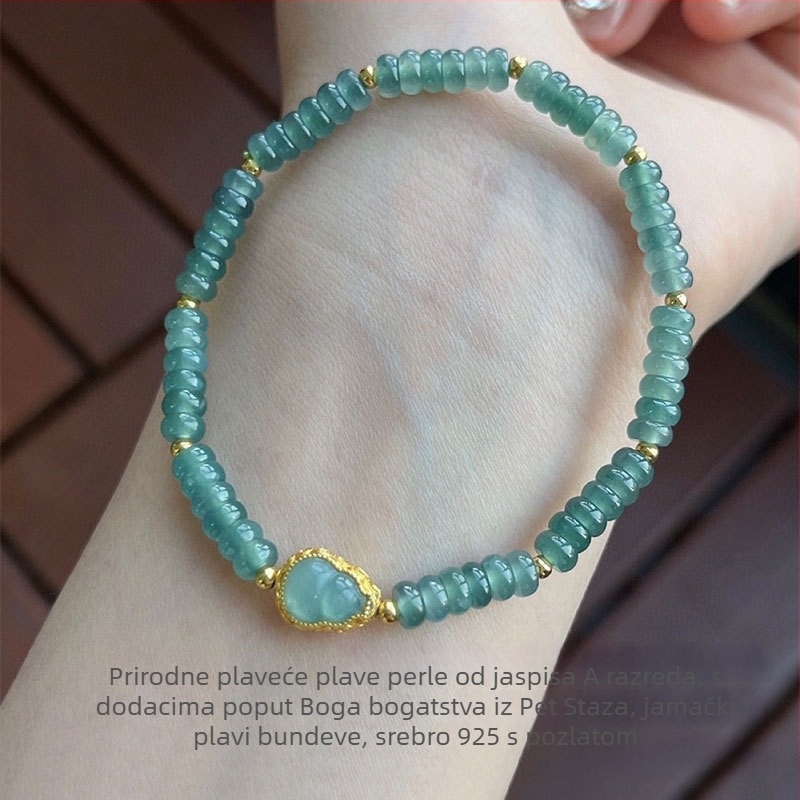 Žadit narukvica s abakus perlicama, leden sjaj, srebro 925, kineskog stila