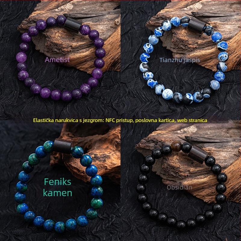 NFC narukvica od agata – retro, unisex, geometrijski oblik, polirani završni sloj, proljeće 2025