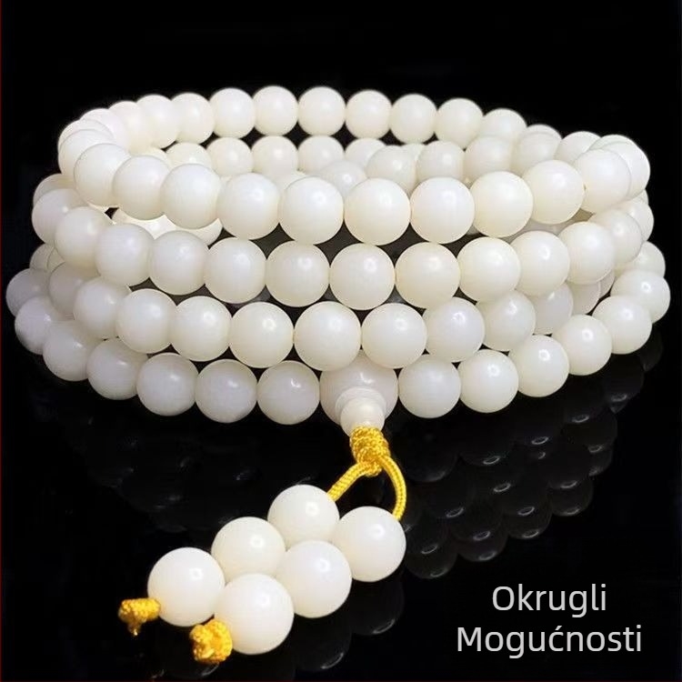 Narukvica Bodhi korijena s 108 perlama, ručno izrađena, retro stil, unisex, dizajn s tekstom