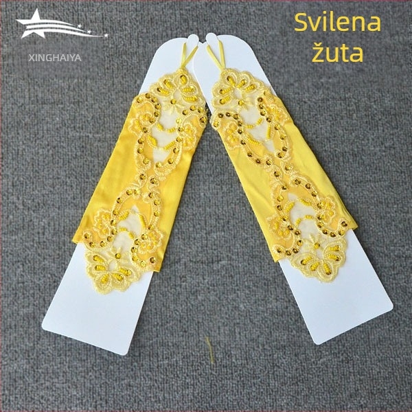 Čipkaste rukavice bez prstiju za djevojčice, dodaci za djevojačku haljinu, izšivene, jednofarban dizajn