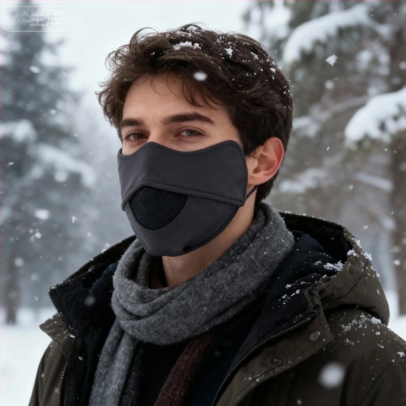 Topla velur maske za lice s ušnim kopčama, 3D oblik, prozračna, UPF50+ UV zaštita, podesiva