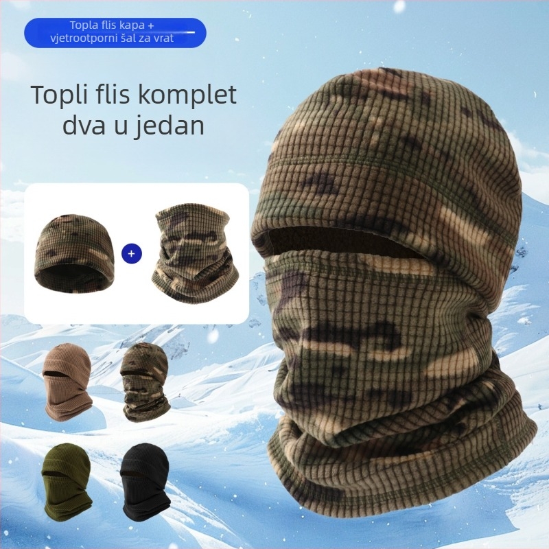 Maska za lice od polar fleece-a s kapuljačom za skijanje i biciklizam, topla zaštita od vjetra za jesen i zimu