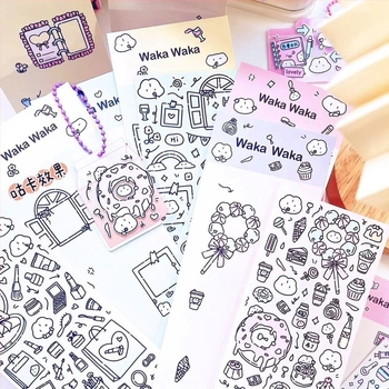 Wow kawaka skup naljepnica za planer – crtani stil, materijal: umjetnički papir s premazom, proces tiska, ispis logotipa, prilagodba dostupna