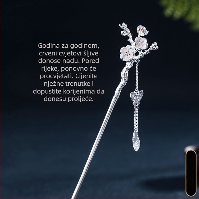 Bakrena kopča za kosu s leptir repićima, nacionalni stil, geometrijski dizajn, elektroplatinirano, u neovisnom pakiranju