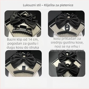 Klip za kosu s ogromnom mašnicom – ručno izrađen gripper, platno, ženski stil, motiv leptira
