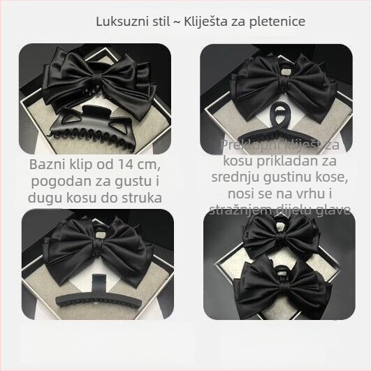 Klip za kosu s ogromnom mašnicom – ručno izrađen gripper, platno, ženski stil, motiv leptira