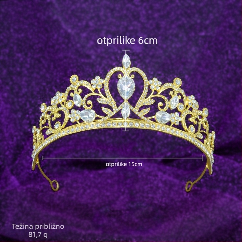 Nevjesta tiara s Rhinestone kristalima, legura, elektroplatiranje, oblik korona, vintage stil