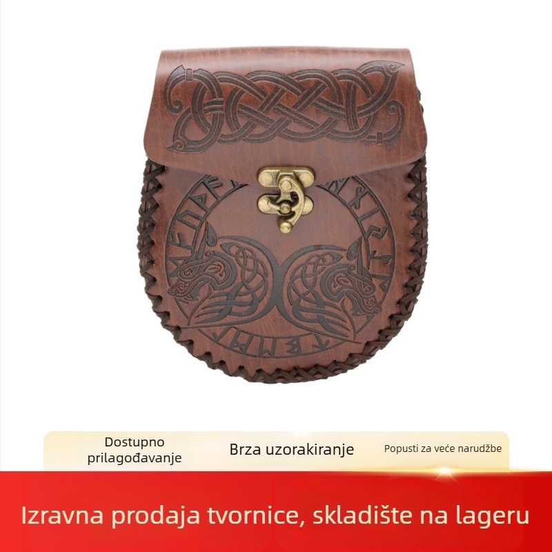 Vikinški stil visilica na pojasu za novčanik, PU koža, vintage dizajn, svakodnevna upotreba, jesen 2024, mogućnost prilagodbe