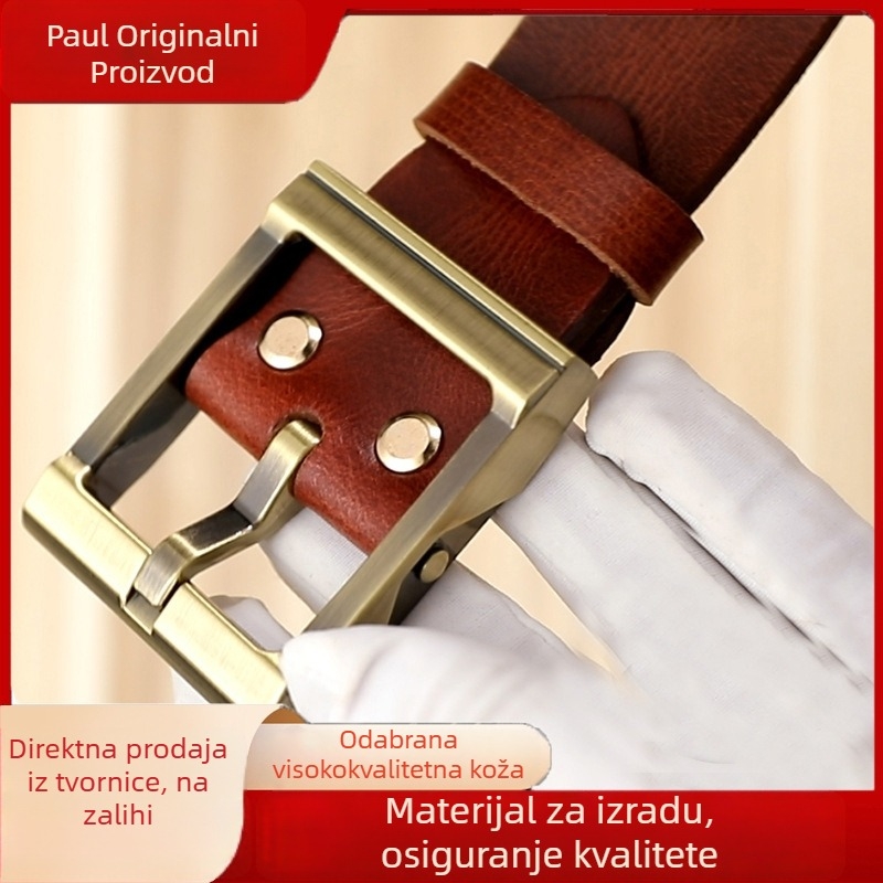 Muški remen od prave teleće kože sa kopčom s iglom, poslovno-ležerni stil, svestran modni dodatak.