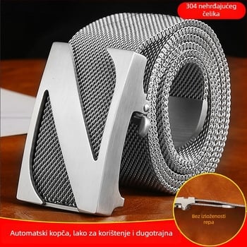 Muška kopča za kaiš od 304 nehrđajućeg čelika, automatsko kopčanje, potpuno metalna konstrukcija, gradski stil, osobnost (Materijal: Metal; Kopča: Automatsko kopčanje; Završna obrada: Brušena; Stil: Ulični/Osobnost/Unisex)