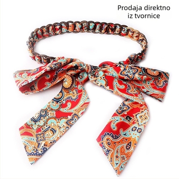 Ženski kaiš za struk s šalom od svile i prirodnom kokosovom školjkom, ležerni stil, jednostruko omotavanje, širina 2,5 cm