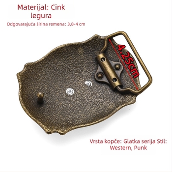 Punk kopča za pojas od legure, pravokutnog oblika s uzorkom životinja