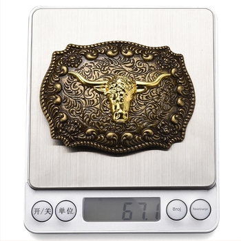 Punk kopča za pojas od legure, pravokutnog oblika s uzorkom životinja