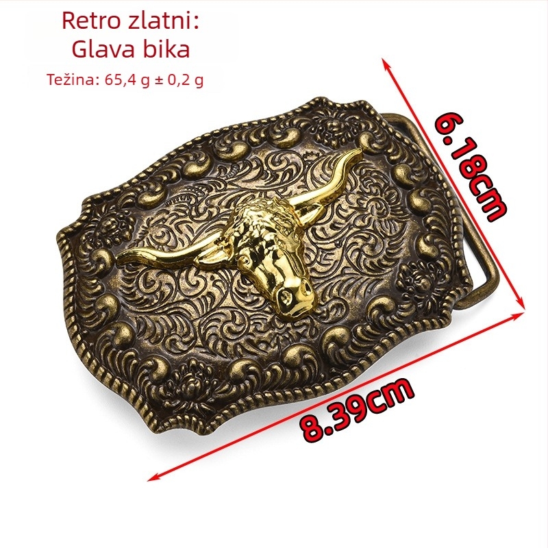 Punk kopča za pojas od legure, pravokutnog oblika s uzorkom životinja