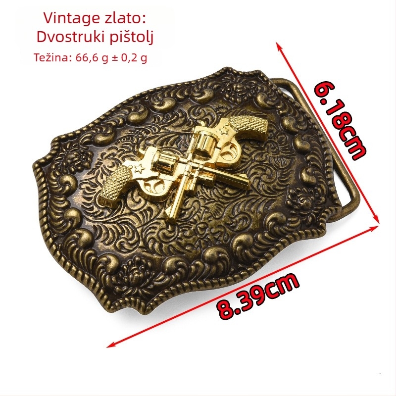 Punk kopča za pojas od legure, pravokutnog oblika s uzorkom životinja