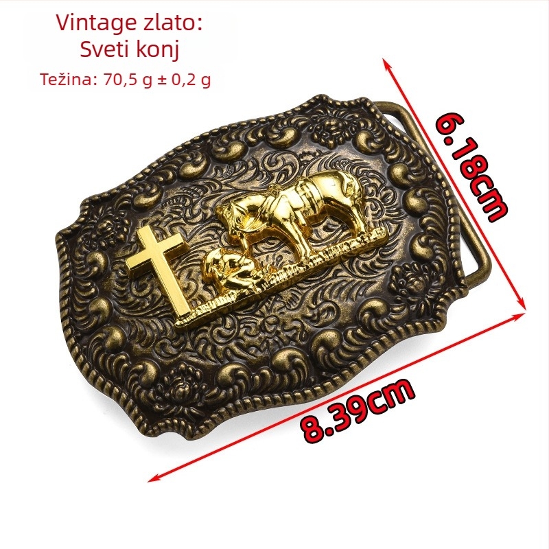 Punk kopča za pojas od legure, pravokutnog oblika s uzorkom životinja