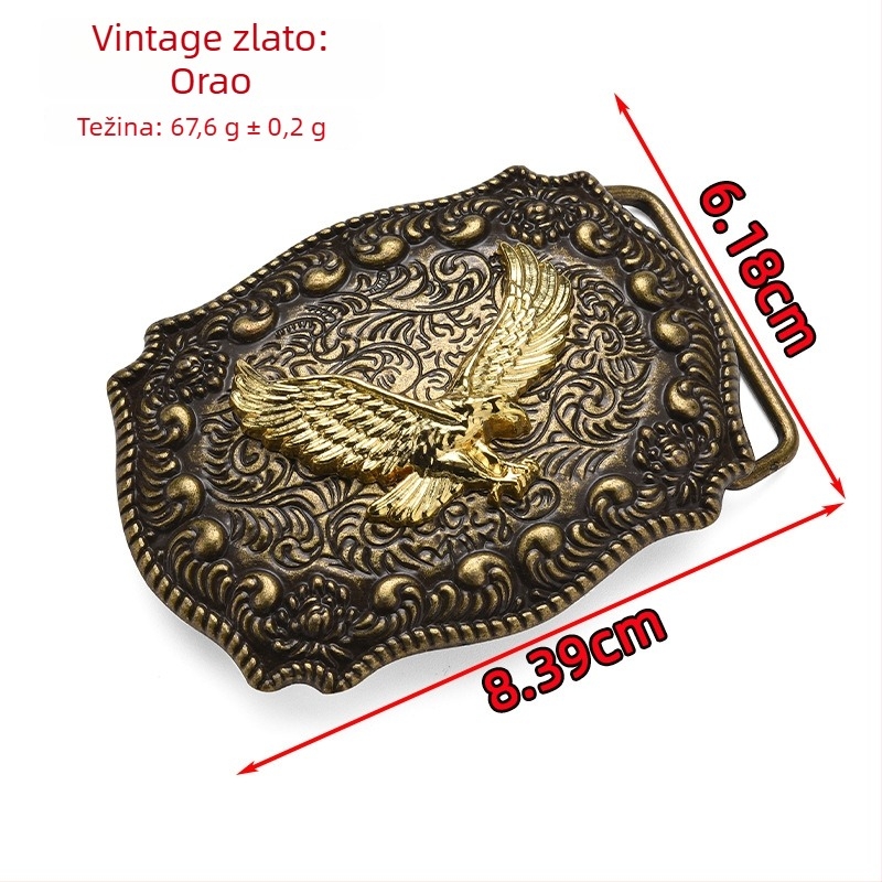 Punk kopča za pojas od legure, pravokutnog oblika s uzorkom životinja