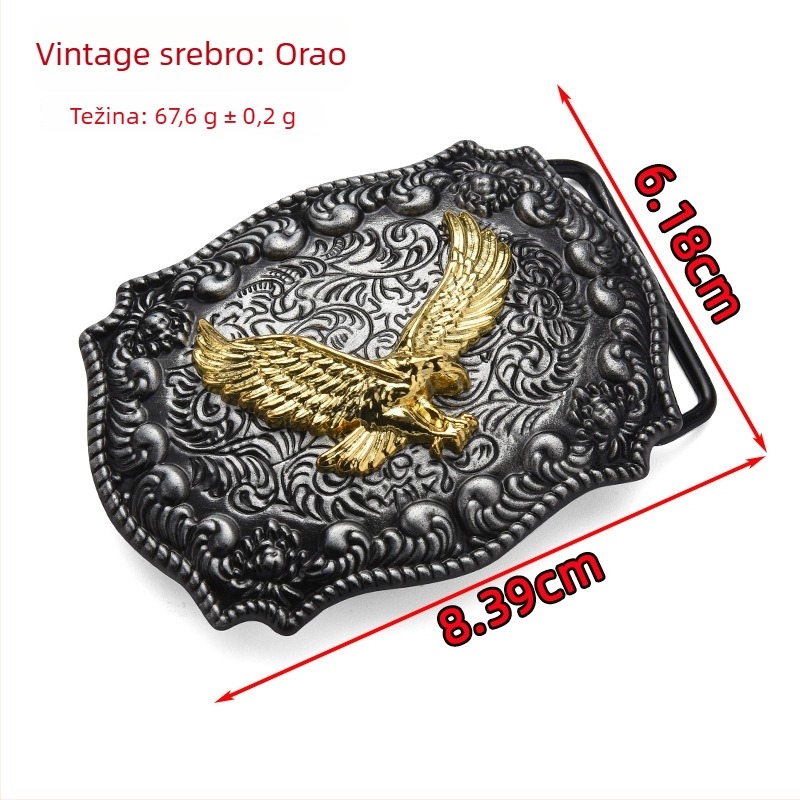 Punk kopča za pojas od legure, pravokutnog oblika s uzorkom životinja