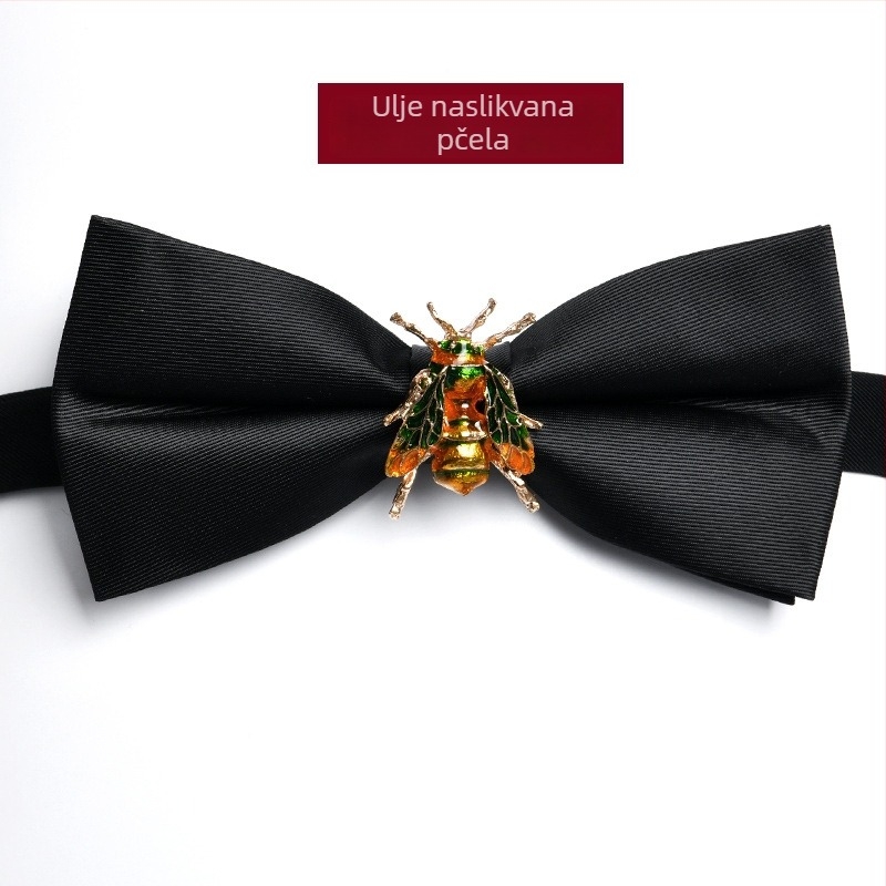 Muška leptir-mašna — ručno izrađena, dijamantno postavljena, monokromatski uzorak, žakard tkanina, poliester.
