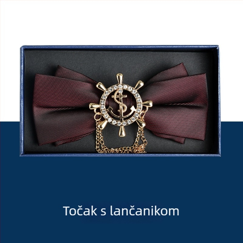 Muška leptir-mašna — ručno izrađena, dijamantno postavljena, monokromatski uzorak, žakard tkanina, poliester.