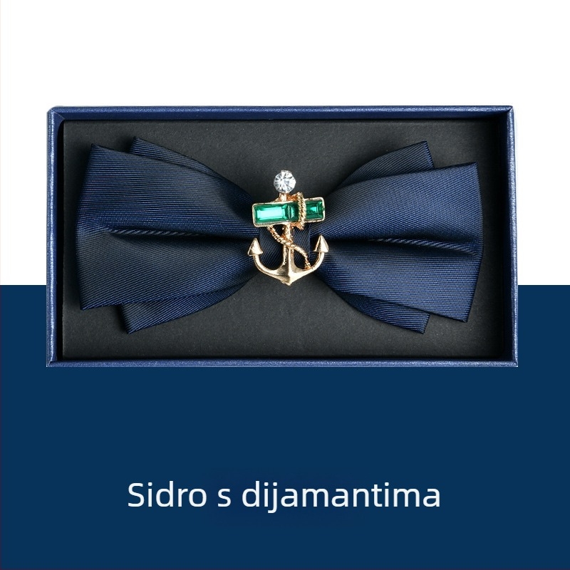 Muška leptir-mašna — ručno izrađena, dijamantno postavljena, monokromatski uzorak, žakard tkanina, poliester.