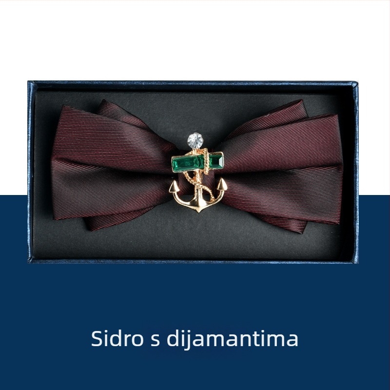 Muška leptir-mašna — ručno izrađena, dijamantno postavljena, monokromatski uzorak, žakard tkanina, poliester.