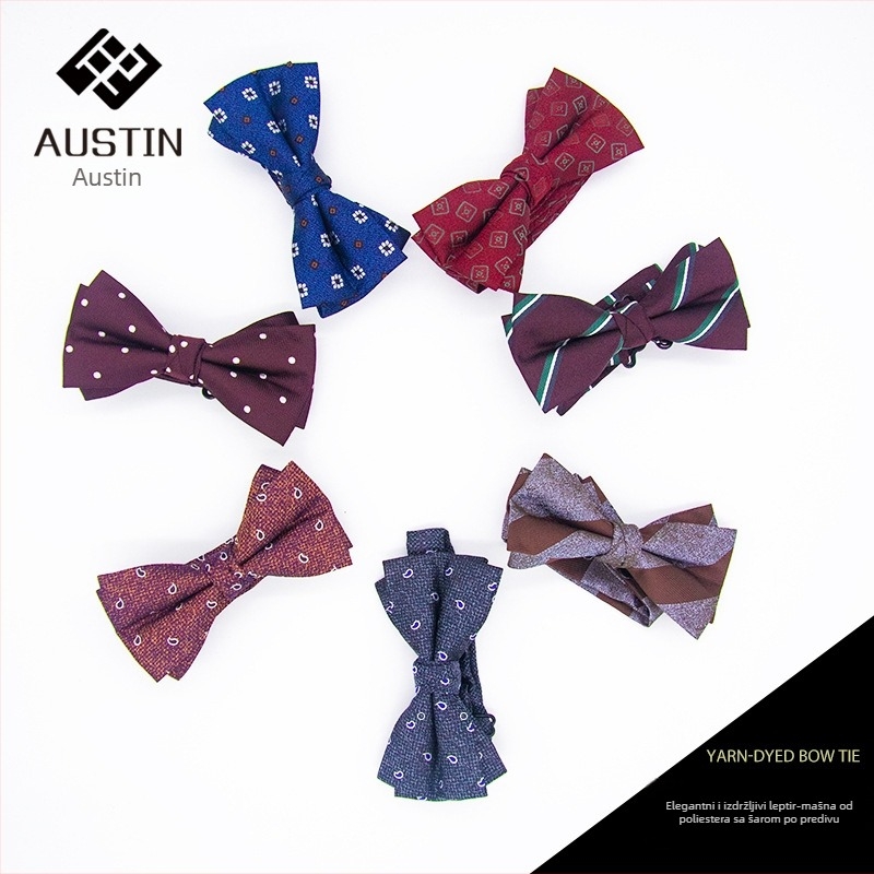 Poliester žakard leptir mašna, muška, plosni vrh, točkasti uzorak, pogodna za vjenčanje