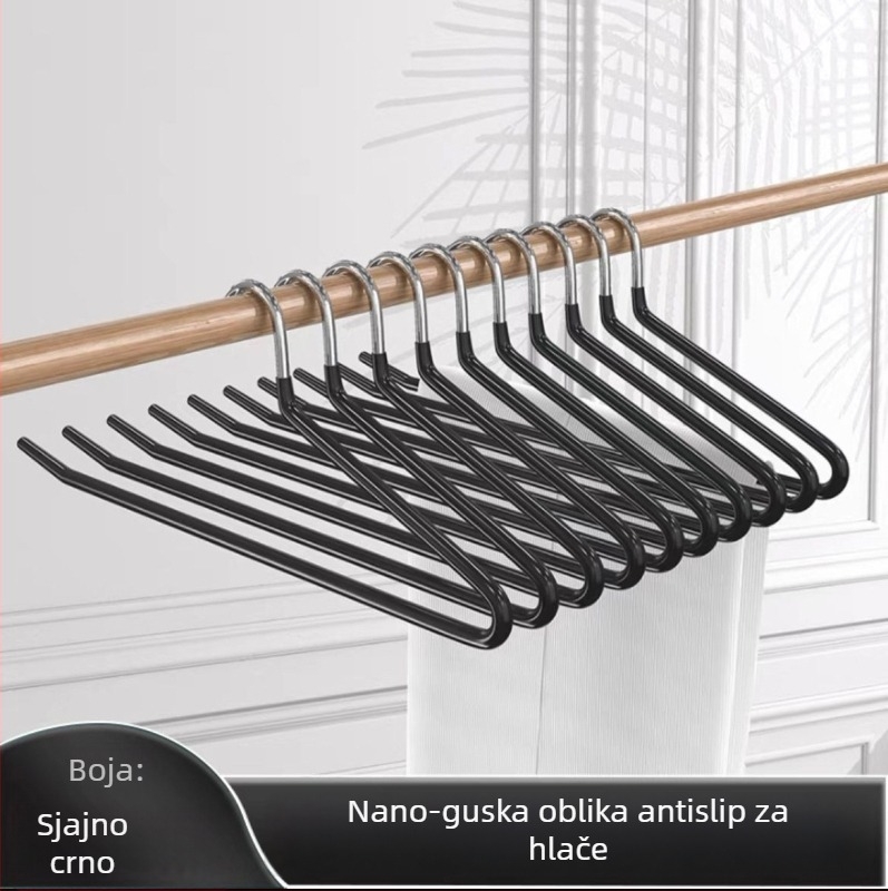 Vješalica za hlače u obliku guske, nano PVC premaz protiv sklizanja, jednostranog jednostrukog bezšavnog dizajna, dip molding tehnologija, 2 komada u pakiranju, pogodna za hlače, šalice i kravate