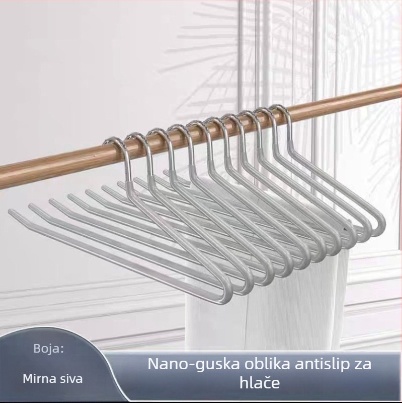 Vješalica za hlače u obliku guske, nano PVC premaz protiv sklizanja, jednostranog jednostrukog bezšavnog dizajna, dip molding tehnologija, 2 komada u pakiranju, pogodna za hlače, šalice i kravate