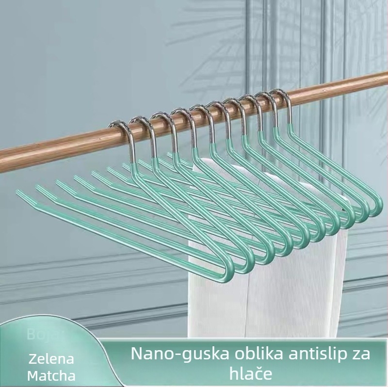 Vješalica za hlače u obliku guske, nano PVC premaz protiv sklizanja, jednostranog jednostrukog bezšavnog dizajna, dip molding tehnologija, 2 komada u pakiranju, pogodna za hlače, šalice i kravate