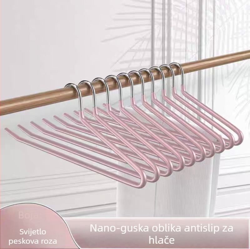 Vješalica za hlače u obliku guske, nano PVC premaz protiv sklizanja, jednostranog jednostrukog bezšavnog dizajna, dip molding tehnologija, 2 komada u pakiranju, pogodna za hlače, šalice i kravate