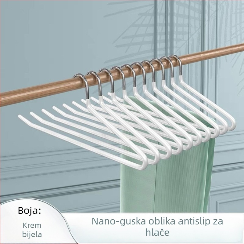 Vješalica za hlače u obliku guske, nano PVC premaz protiv sklizanja, jednostranog jednostrukog bezšavnog dizajna, dip molding tehnologija, 2 komada u pakiranju, pogodna za hlače, šalice i kravate