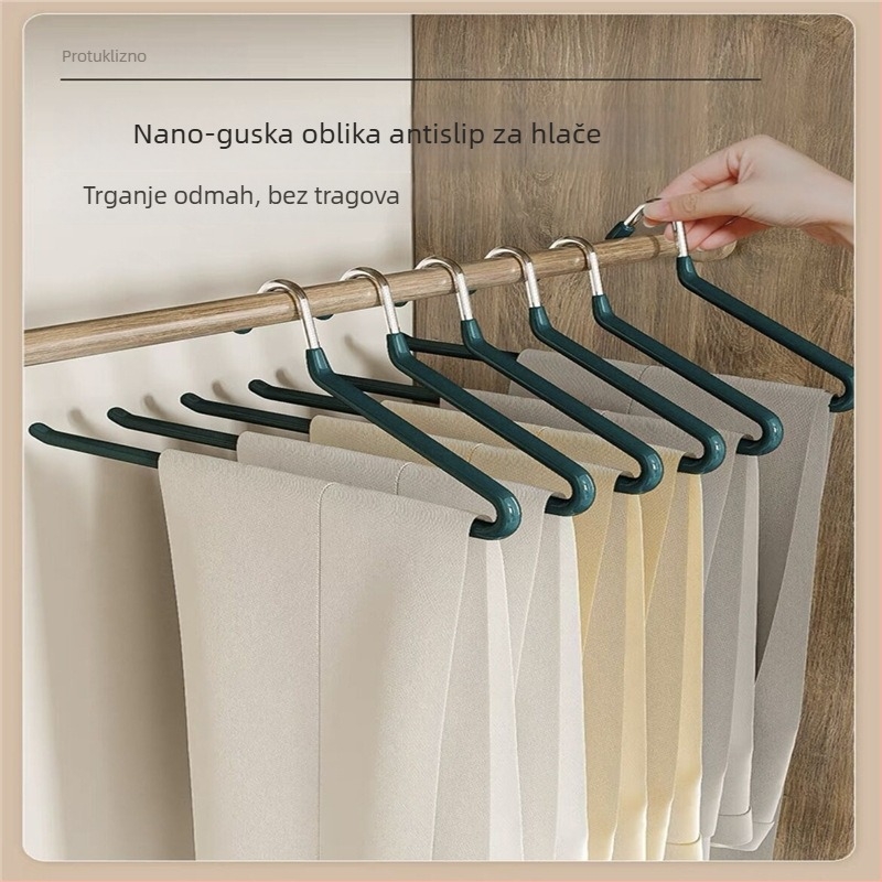 Vješalica za hlače u obliku guske, nano PVC premaz protiv sklizanja, jednostranog jednostrukog bezšavnog dizajna, dip molding tehnologija, 2 komada u pakiranju, pogodna za hlače, šalice i kravate