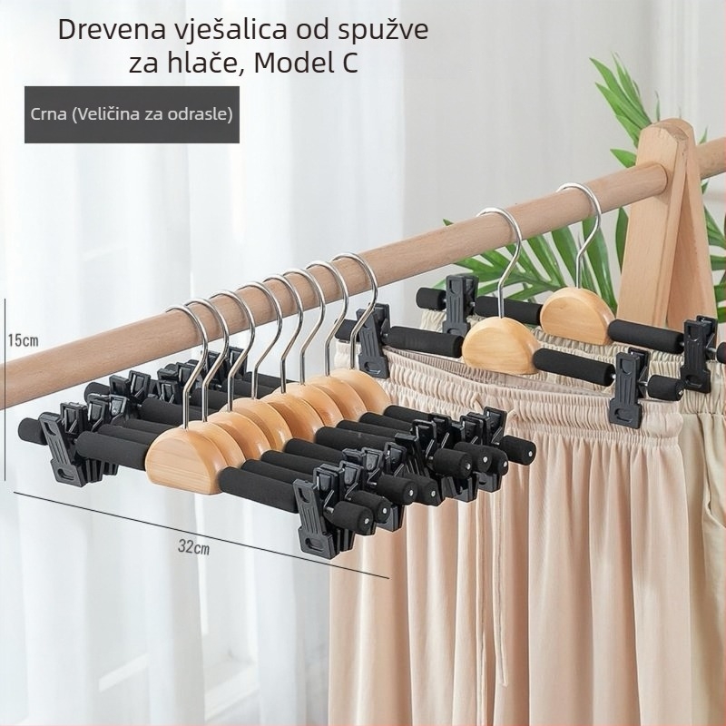 Klip za sušenje odjeće — protuklizni, bez tragova, moderni minimalistički stil; materijal: spužva; visoka nosivost; pogodan za košulje, odijela i hlače