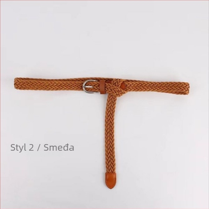 Pojas od voskanog užeta s kopčom od legure, kopča s iglom, širina 2-4 cm, twist pletenje
