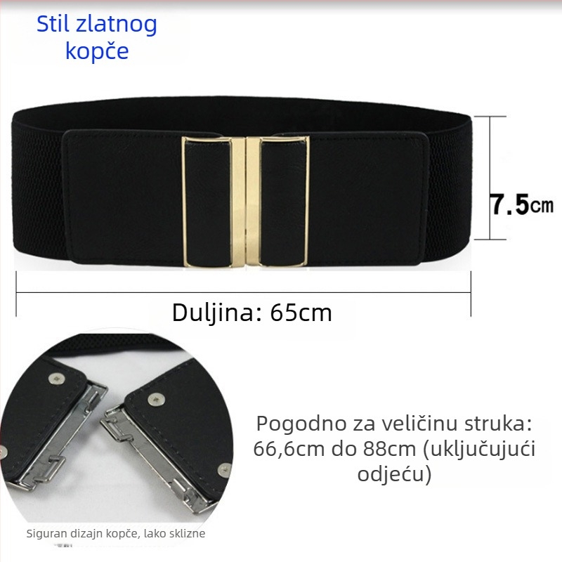 Elastični pojas za produženu zimsku jaknu (Materijal: umjetna koža; Kopča: legura; Način zatvaranja: kukica; Širina: >4 cm; Marka: Golden Pear)