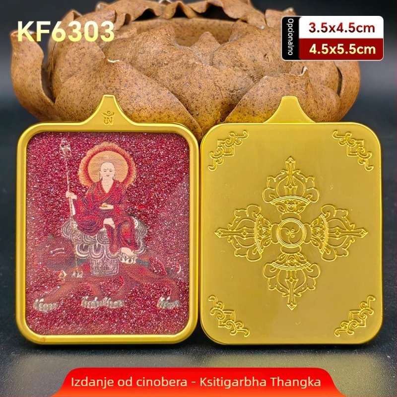 Jiuhua Mountain Ksitigarbha Thangka privjesak, dvostrana 3D geometrijska ogrlica od titan čelika, privlačenje bogatstva, memorijalno