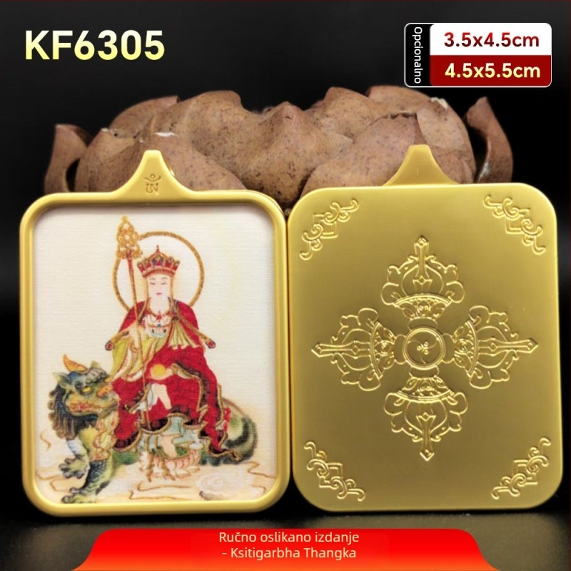 Jiuhua Mountain Ksitigarbha Thangka privjesak, dvostrana 3D geometrijska ogrlica od titan čelika, privlačenje bogatstva, memorijalno