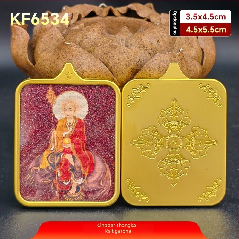 Jiuhua Mountain Ksitigarbha Thangka privjesak, dvostrana 3D geometrijska ogrlica od titan čelika, privlačenje bogatstva, memorijalno