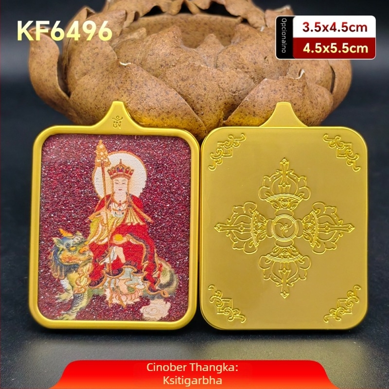Jiuhua Mountain Ksitigarbha Thangka privjesak, dvostrana 3D geometrijska ogrlica od titan čelika, privlačenje bogatstva, memorijalno