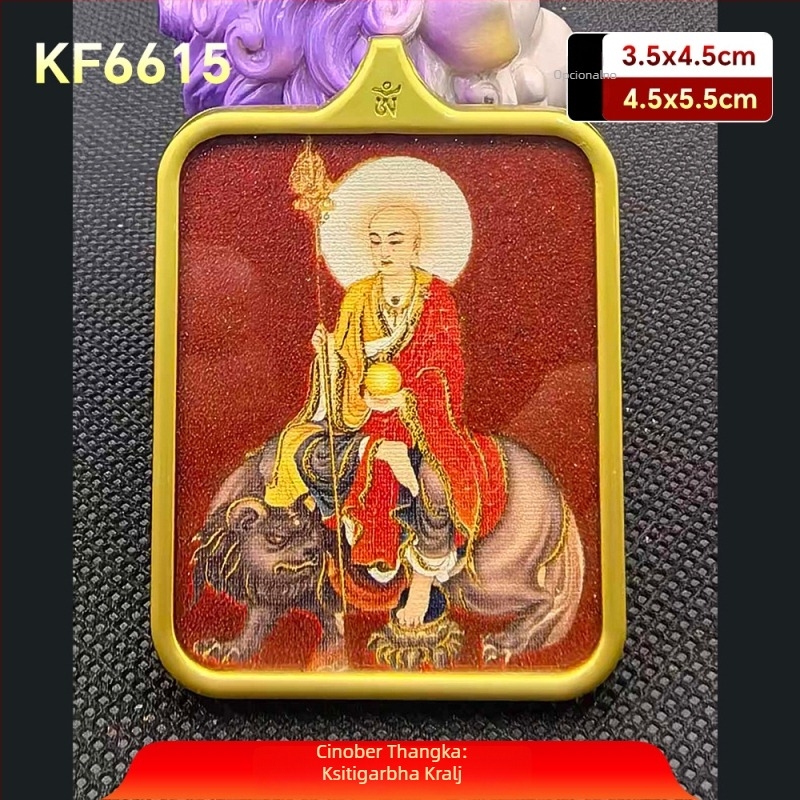 Jiuhua Mountain Ksitigarbha Thangka privjesak, dvostrana 3D geometrijska ogrlica od titan čelika, privlačenje bogatstva, memorijalno